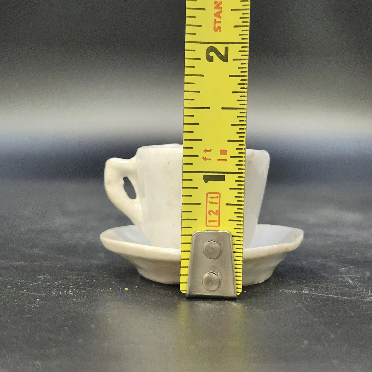 Miniature Tea Set Hand Made White Studio Porcelain Cups Saucers 2" 10pc Vintage
