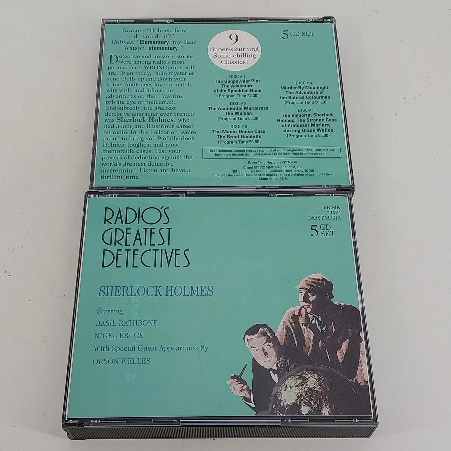Radio's Greatest Detectives Sherlock Holmes 5 CD Set Basil Rathbone Vintage 1992
