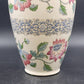 Large Macau Urn-Style Vase – Hand-Painted Pink & Blue Floral Design – 15" x 8" Vintage Oriental-Inspired Home Décor