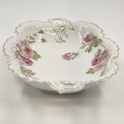 Rosenthal RC Monbijou China Vegetable Bowl Pink Bavaria Roses w Handle Chipped