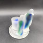 Partylite Frosted Glass Blue Green Two Penguin Candle Holder Votive Rack 5"x3.5"