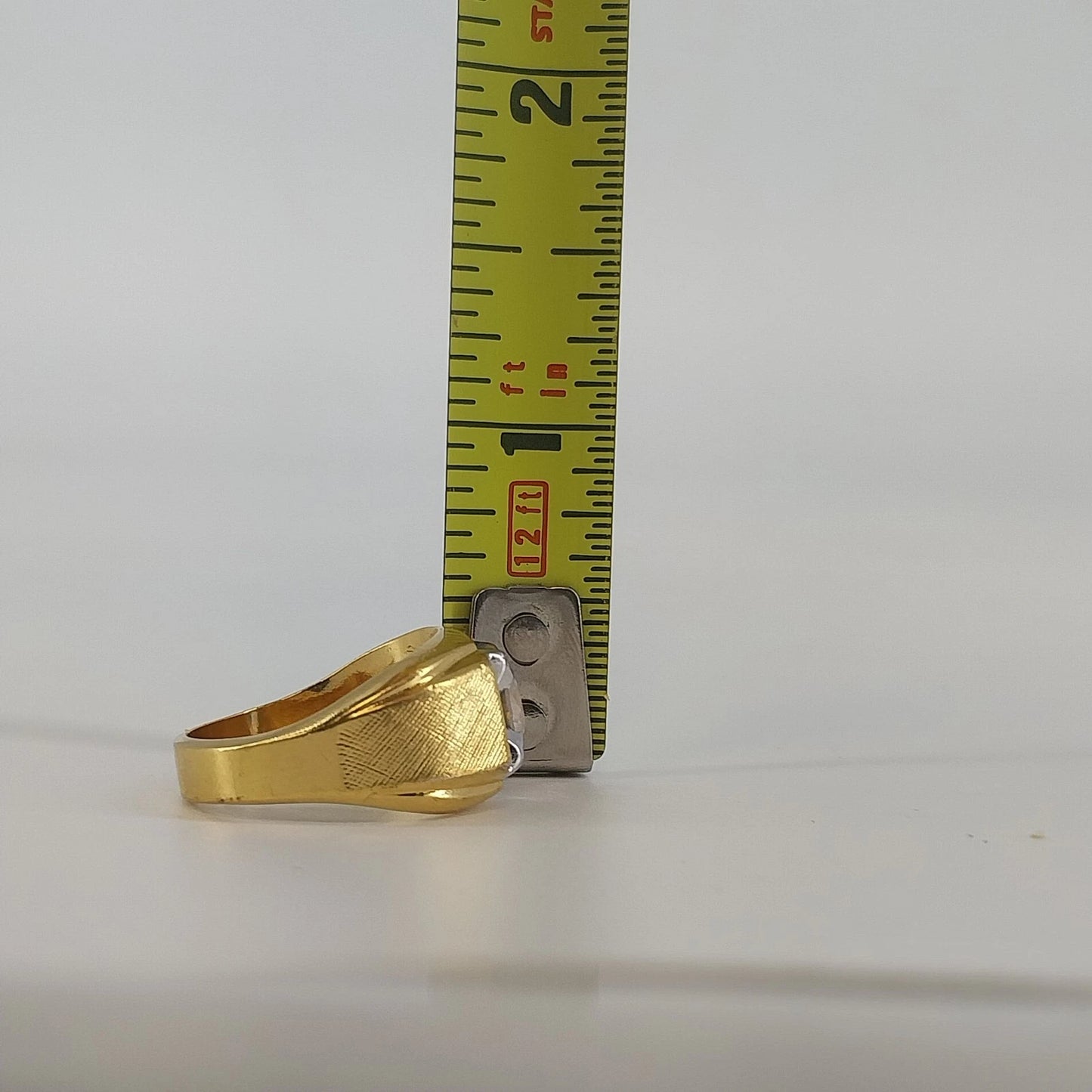 LIND Solitaire Ring 14K HGE CZ Gold Tone Men's Size 9 Statement Ring Vintage