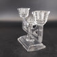 New Martinsville Art Deco Clear Glass Double Candle Holder Candelabra Vtg