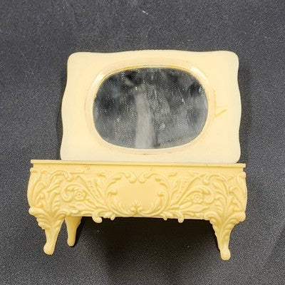 Footed Trinket Jewelry Box 2.5" Victorian Couple Molded Celluloid Vintage 1940's