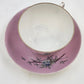 Pink Porcelain Teacup & Saucer Birds Nest Blue Flowers Gold Trim Vintage 5.5"