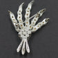 Silver Tone Floral Spray Brooch Rhinestone Faux Pearl Vintage Missing Pearl