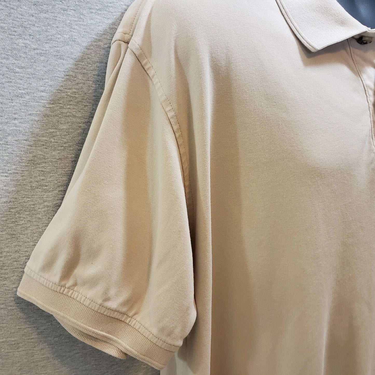 Van Heusen Men XL Beige Cotton Polo Shirt Short Sleeve Rugby