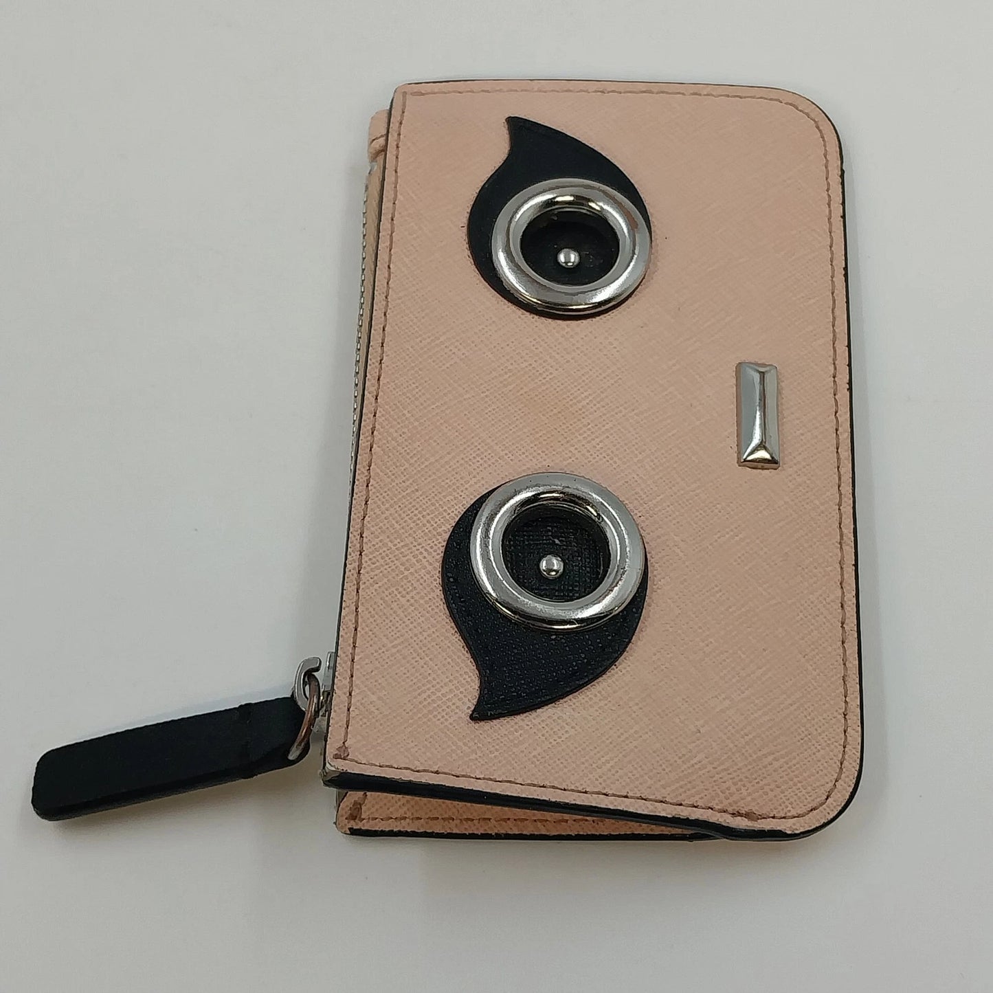 Calvin Klein Pink Blush Saffiano Leather Robot Face Key Ring Coin Purse