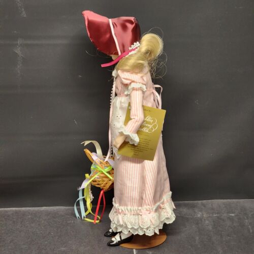 Franklin Heirloom Doll Ribbon & Lace with Basket MM-1415 Porcelain Soft Body 16"