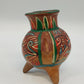 Hand Painted Floral Terracotta Tripod Vase Mexican Pottery Brown Multicolor 6.3"