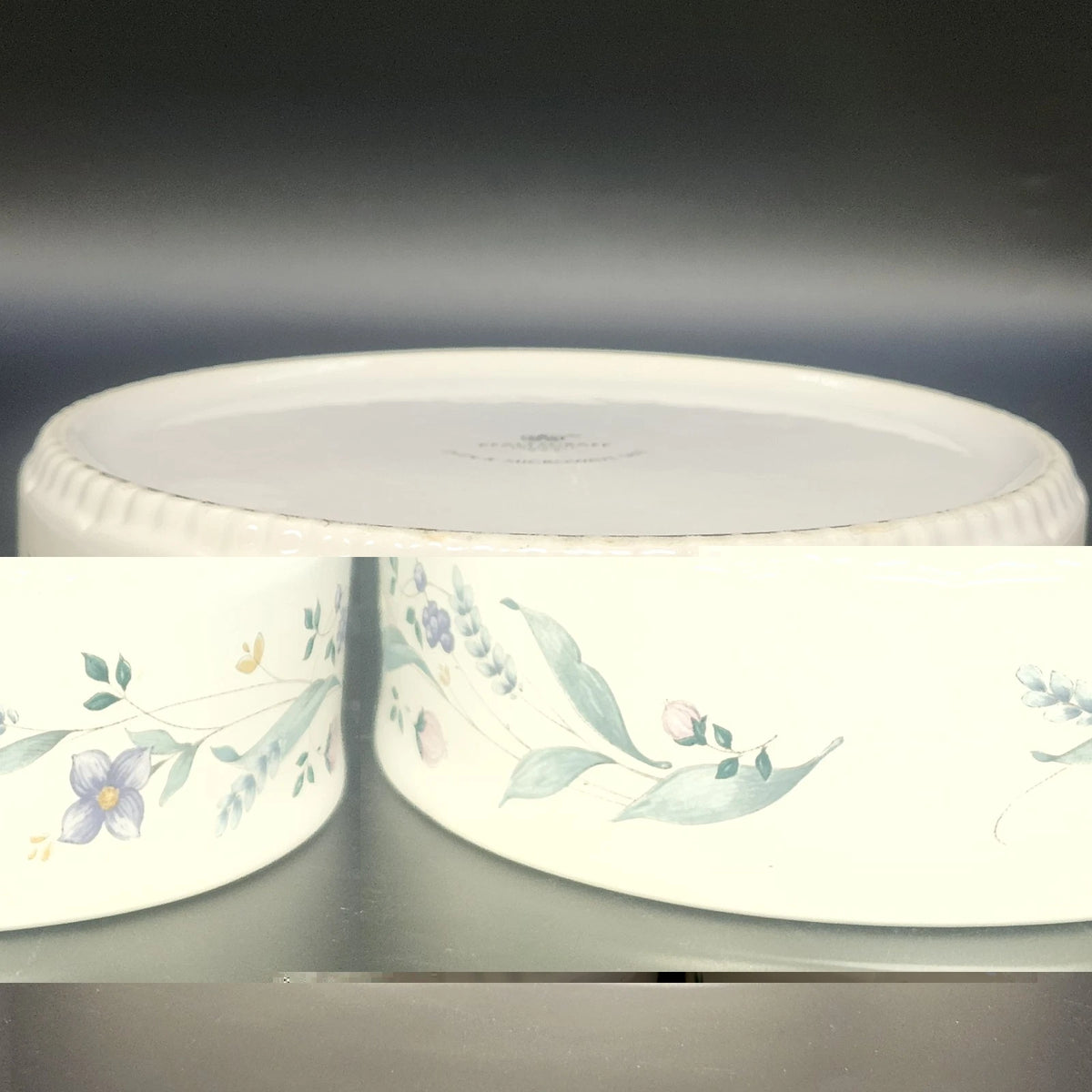 Pfaltzgraff April 2.5 Qt Casserole Dish w Glass Lid Floral Stoneware Vintage USA