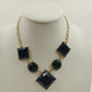 Jessica Simpson Chunky Black Faceted Square & Round in Gold Tone Chain Necklace