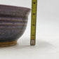 Handmade Pottery Bowl Art Studio Blue Purple Outer Yellow Inner Handled Signed