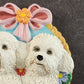 Bichon Frise Refrigerator Magnet 2 Puppies in Basket Figurine Willabee Ward MBI