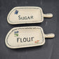 Set Of 2 Ceramic Measuring Scoops Measures Flour and Sugar Hand Painted Homemade