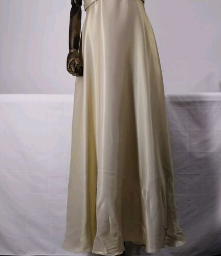 Michaelangelo Beige/Gold Tone Long Evening Dress.