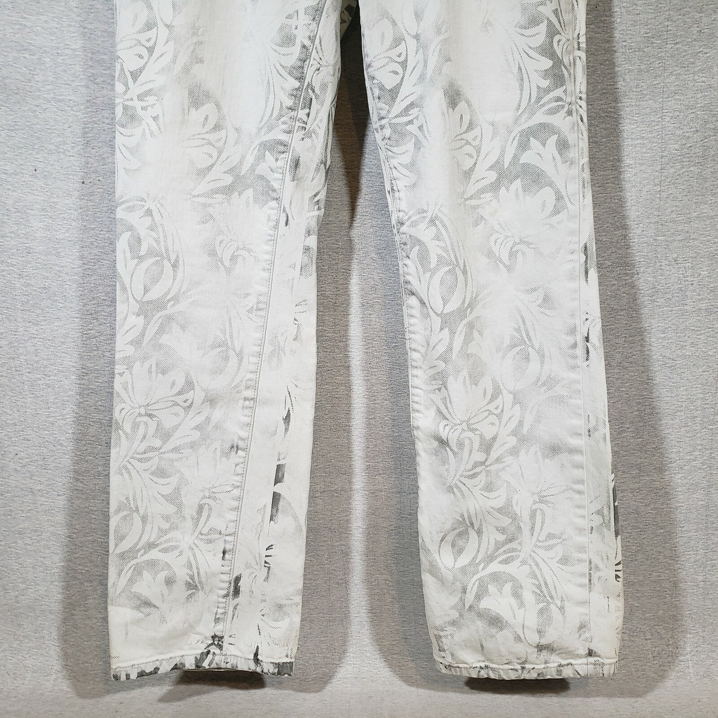 Soft Surroundings Sz 4 White Faded Floral Print Stretch Skinny Denim Jeans 30x32