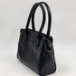 Liz Claiborne Black Faux Leather Satchel Handbag Classic Top Handle Purse Vtg