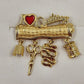Danecraft Gold Tone I Love Quilting Decorative Brooch Pin Scissor Needle Thread