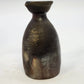 Studio Art Pottery Sake Pitcher Small Vase Pinched Pour Spout Dark Brown 4.5"