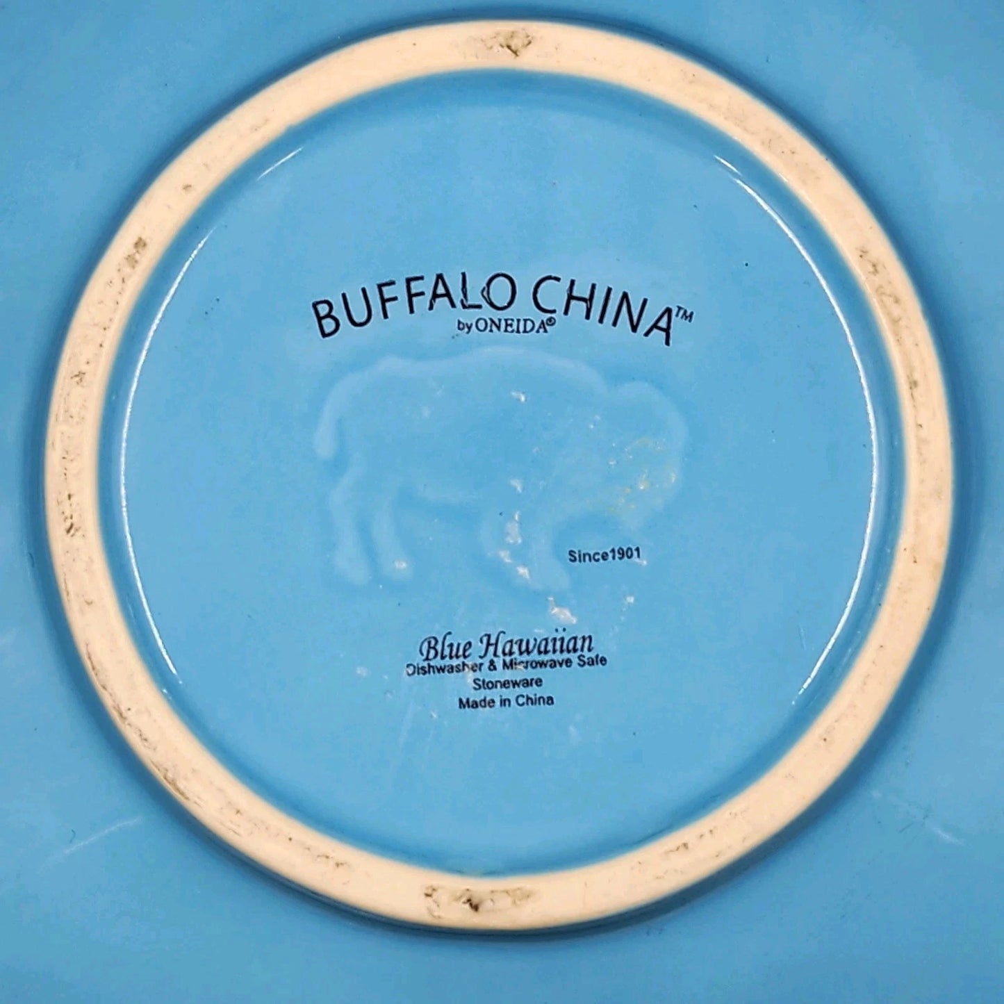 2 Buffalo China Triangle Bowls 9.25” Oneida Yellow Lemon Drop & Blue Hawaiian