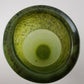 Hand Blown Green Art Glass Vase Speckled Splatter Stretch Heavy Ribbed 9.75" Vtg