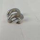 Silver Tone Half Hoop Clip On Earrings Textured Brushed Teardrop Vintage