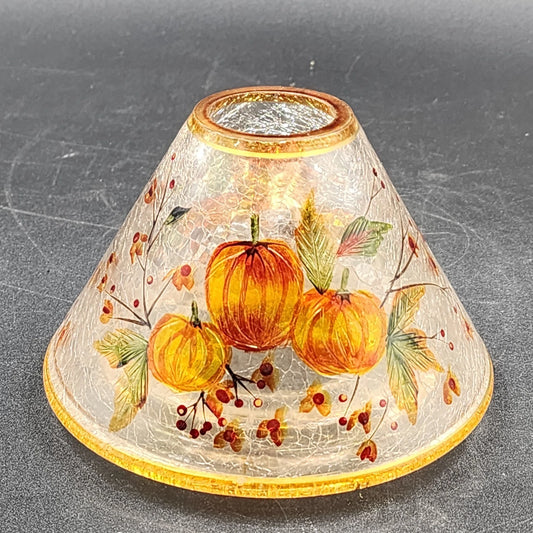 Yankee Candle Large Jar Shade Crackle Glass Pumpkin & Autumn Leaves Fall Holiday
