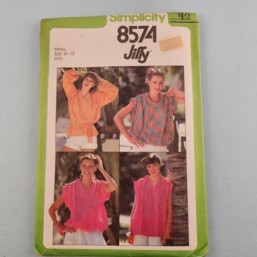 Simplicity 8574 Jiffy Vintage Sewing Pattern Boho Pullover Top Size 10-12 Uncut