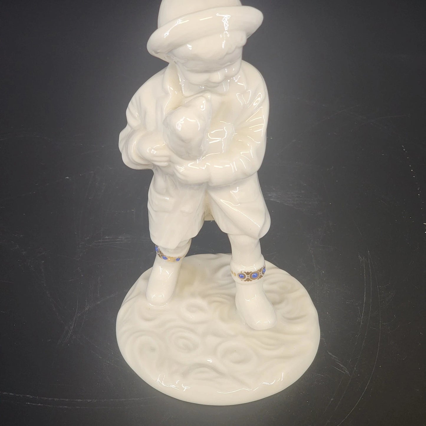 Lenox Rainy Day Friends Figurine Boy & Dog Gold Trim Jeweled 7" 1994 Vintage