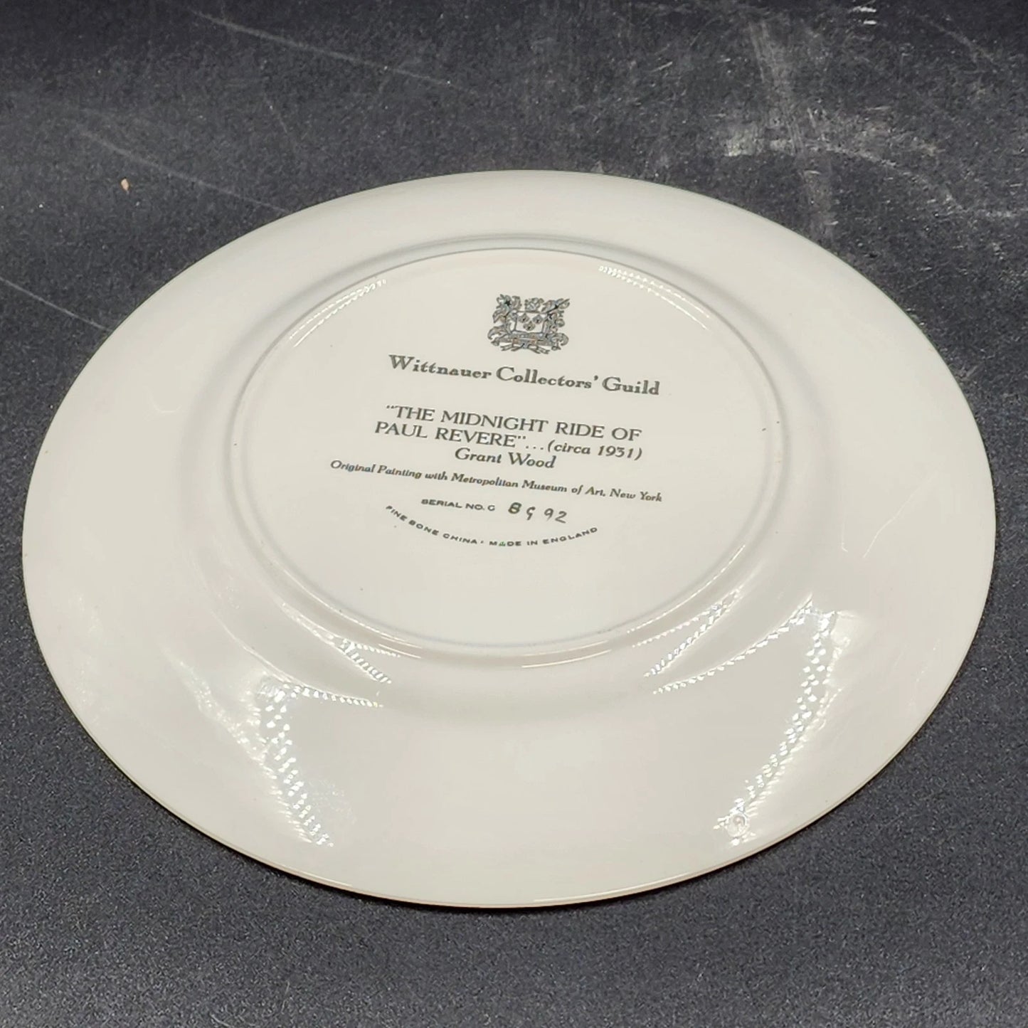 Wittnauer Collectors' Guild Plate GBG92 Midnight Ride by Paul Revere Grant Wood