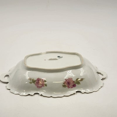 Rosenthal RC Monbijou China Vegetable Bowl Pink Bavaria Roses w Handle Chipped