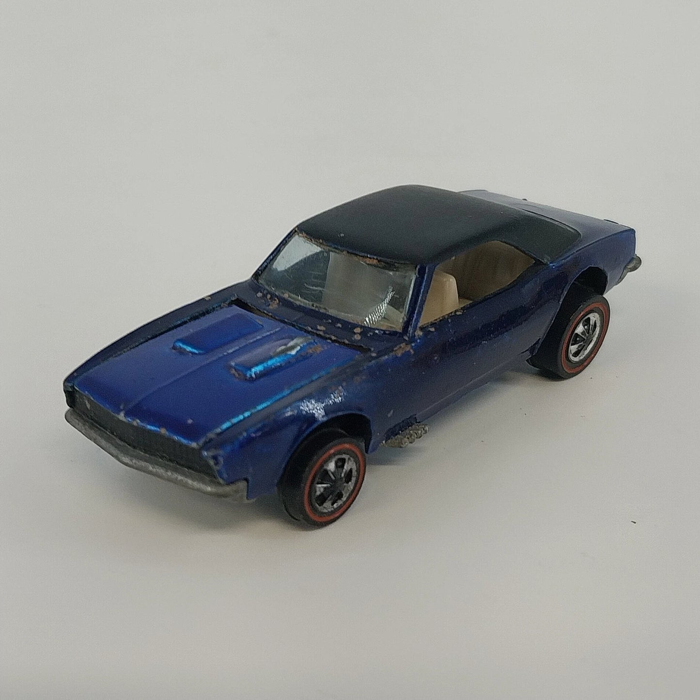 Mattel Hot Wheels Redline Custom Camaro Spectraflame Blue White Interior USA Vtg