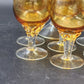 Italian Amber Glass Decanter & 6 Cordials Twisted Stems Clear Handle Vtg Elegant