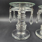 Set of 2 Heavy Crystal Glass Candle Holders Bobeche Pedestal Pendalogues Accents