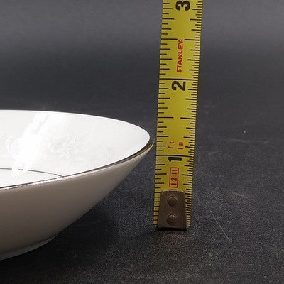Noritake Cumberland Dessert Bowl 5.5" White Flowers Platinum Trim Vintage Japan