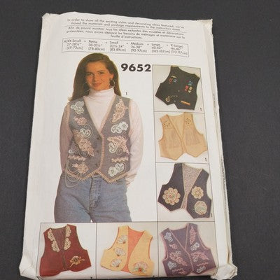 Simplicity Crafts 9652 Vintage Sewing Pattern 1990's Cut Misses Lined Vests
