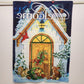 Winter Cottage House Flag Briarwood Lane by Donna Race 28" x 40" Vintage