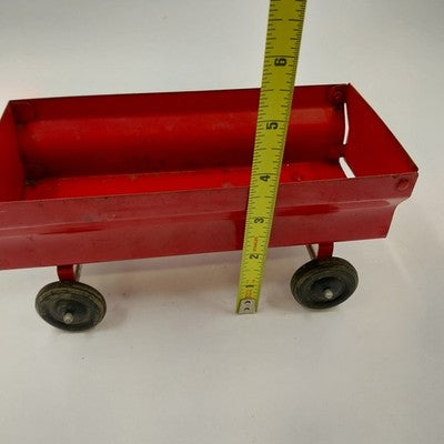 Ertl Red Farm Grain Wagon Trailer Pressed Steel 8"x4" Vintage 1:16 Tractor Toy