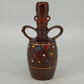 Japanese Brown Rickshaw Decanter Saki Shot Stopper Ceramic Hand Painted Barware