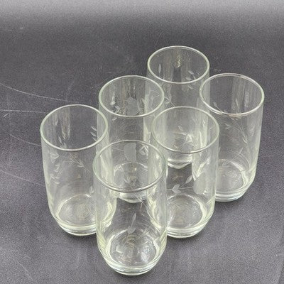 Set of 6 Princess House Heritage Etched Crystal Tumblers 11 oz 5"hx2.5"d Vintage