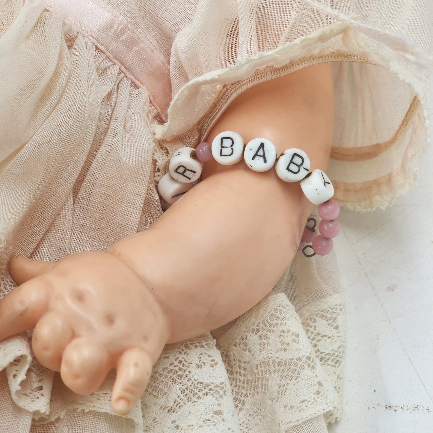 Effanbee My Fair Baby Doll 13" Original Clothes Sleepy Eyes Baby w Bracelet Vtg