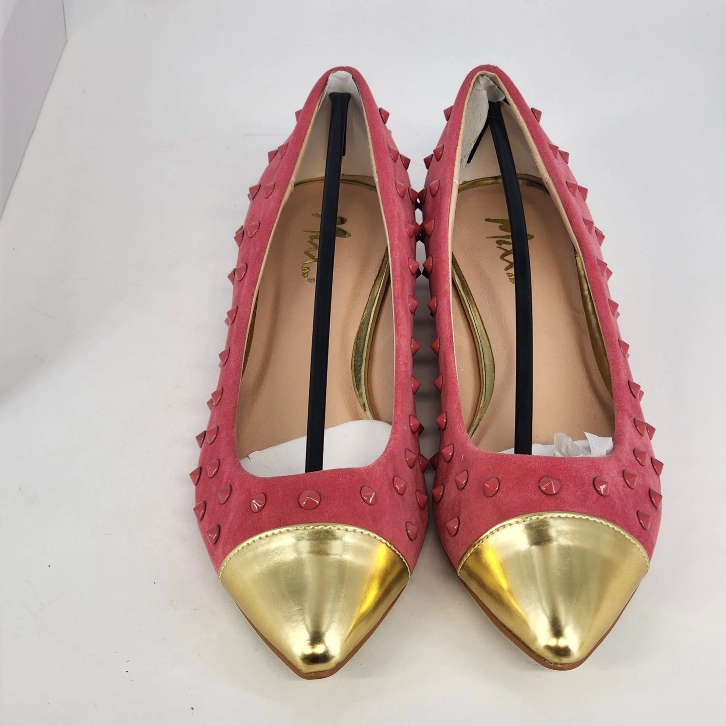 Mixx Shuz Robin Coral Suede Ballet Flats Gold Toe Women 8
