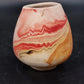 Nemadji Pottery Mini Beehive Vase Orange Red Pink Marbled Clay Swirl 3" Vintage