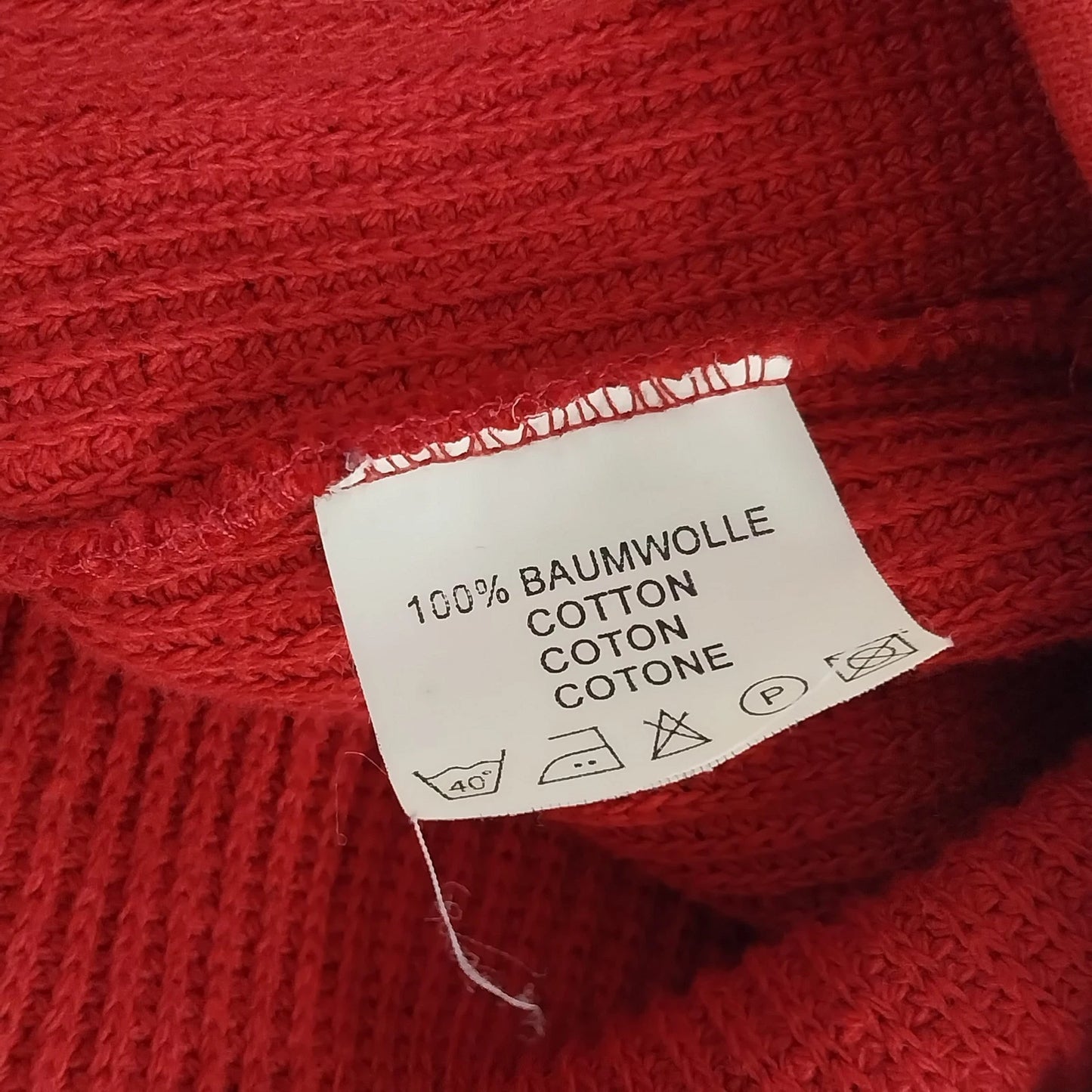 Hammerschmid Womens Red Cotton Knit Quarter Zip Short Sleeve Collared Top Size L