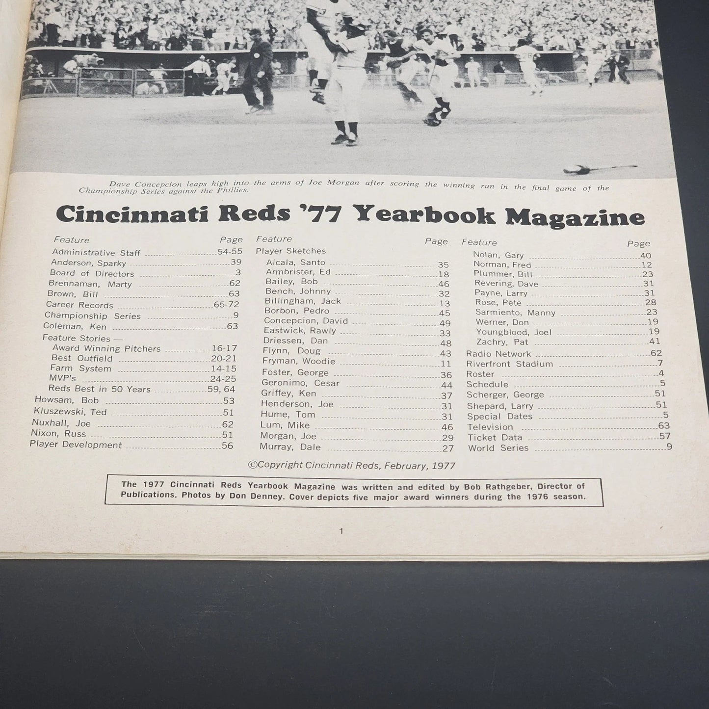 Cincinnati Reds 1977 Yearbook Big Red Machine Pete Rose Johnny Bench MLB Vintage