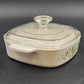 Corelle Callaway Ivy A-1-B11 Corning 1 Liter Casserole Dish & Lid 7" sq x 2"