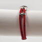 Red Cord Bracelet w/ Silver Tone Mosaic Slide Charm Boho Jewelry Magnetic Clasp