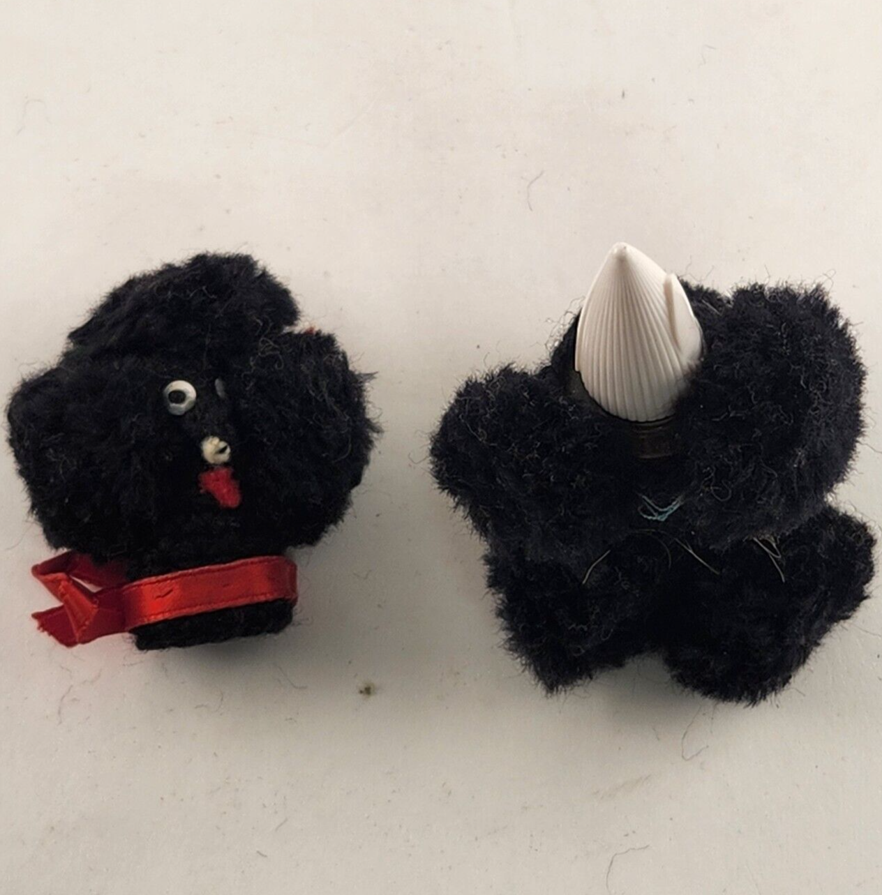 French Poodle Cosmetic Cover Lipstick Nail Polish Holder Black Crochet Vintage