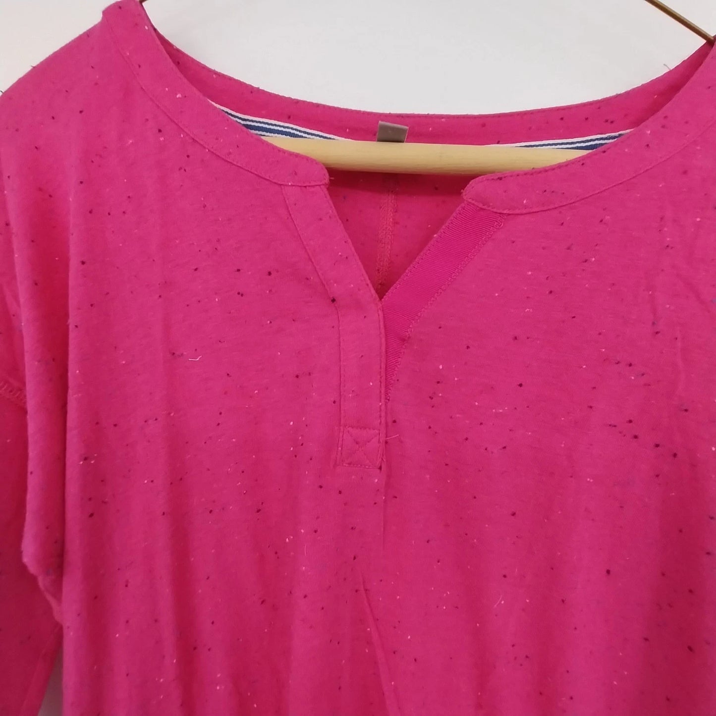 T by Talbots Pink Speckled Notch Neck Top Women MP Cotton